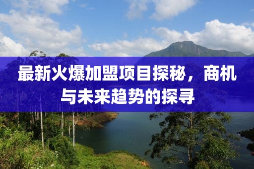 最新火爆加盟项目探秘，商机与未来趋势的探寻