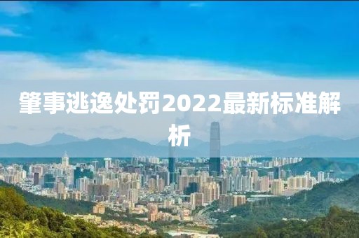 肇事逃逸处罚2022最新标准解析