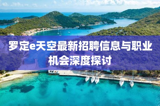 罗定e天空最新招聘信息与职业机会深度探讨