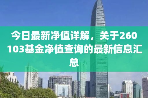 今日最新净值详解，关于260103基金净值查询的最新信息汇总