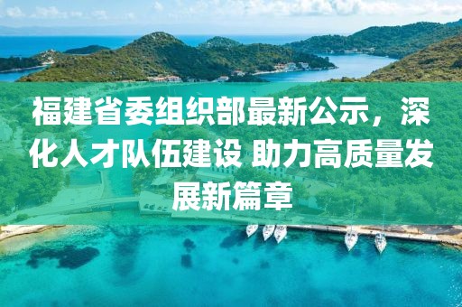 福建省委组织部最新公示，深化人才队伍建设 助力高质量发展新篇章