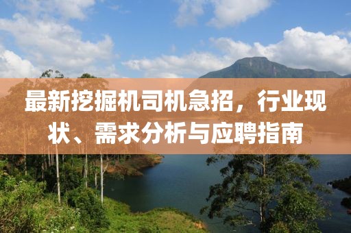 最新挖掘机司机急招，行业现状、需求分析与应聘指南